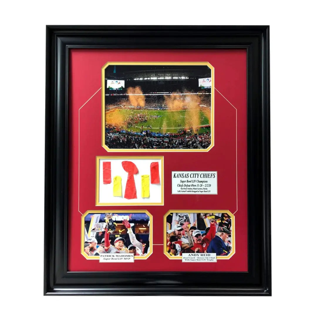 Kansas City chiefs game used confetti pic collage Patrick mahomes Reid 54 LIV