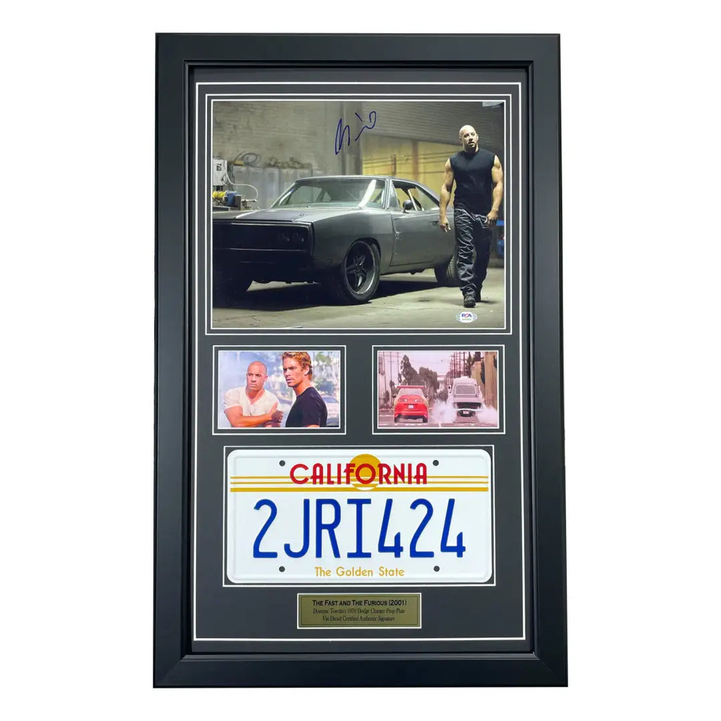 Vin diesel Fast and the furious plate and pic collage autographed